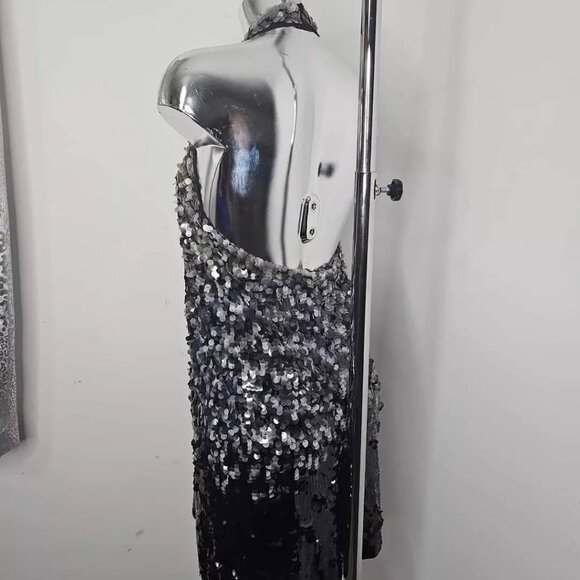NWT Zara Knit Ombre Sequin Halter Dress size M - Picture 14 of 14